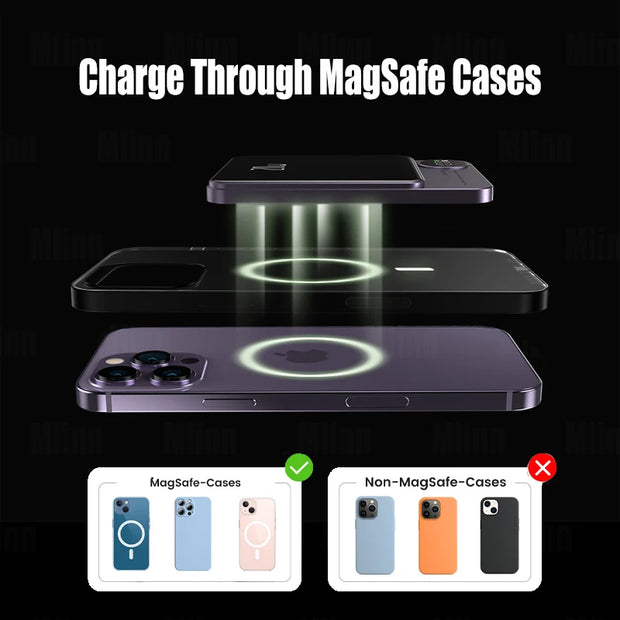 Power Up Anywhere with Our Macsafe Magnetic Power Bank - Fast Wireless Charging for iPhone 12/13/14