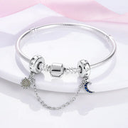 Secure Your Pandora Bracelet with Our Sterling Silver Safety Chain - 925 CZ Pave Clip Charms!