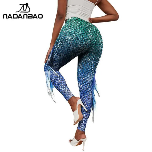 Make a Splash with NADANBAO Mermaid Printed Pants - Free Shipping!