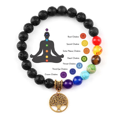 Experience the Power of 7 Chakra Life Tree Bracelets - Natural Stone Reiki Healing Energy Beads for Yoga, Meditation, and Style - Perfect Gift!