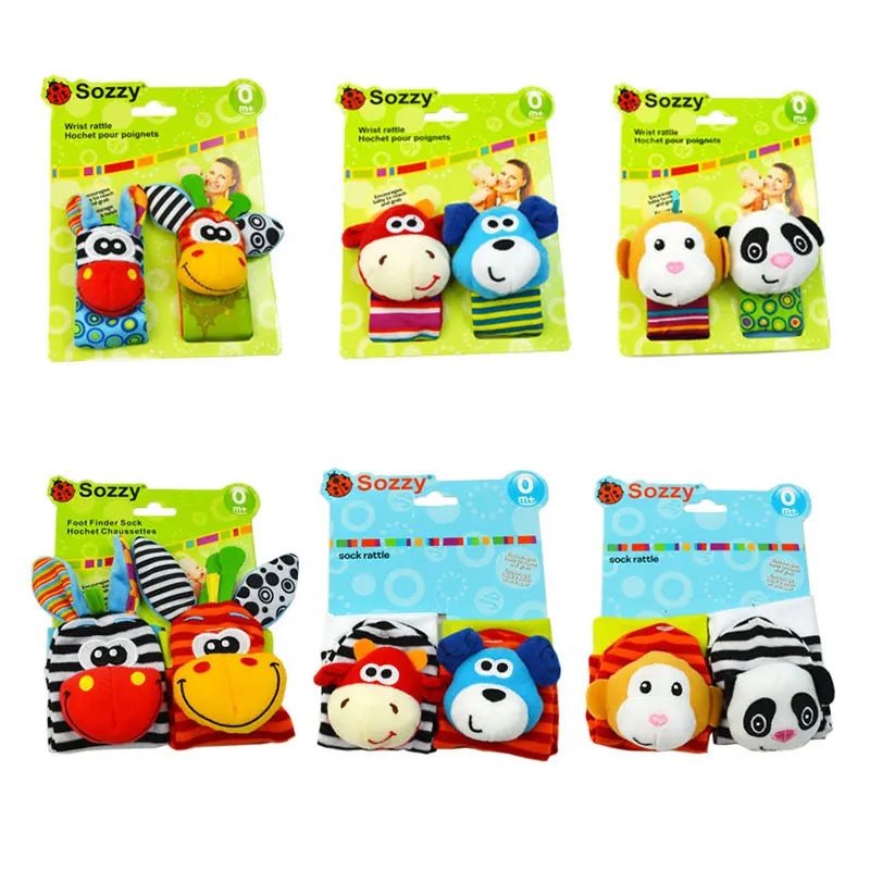 Enhance Your Baby's Senses with Adorable Animal Rattle Socks - Perfect for 0-12 Months!