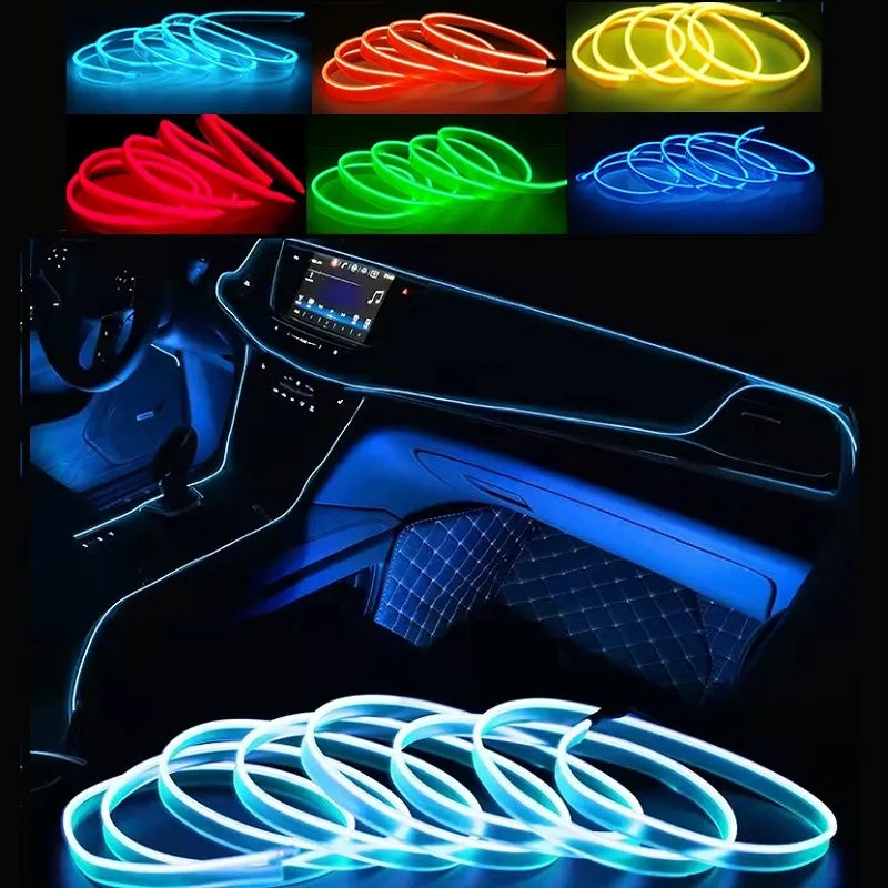 Upgrade Your Car's Ambiance with Vibrant EL Wire Interior Lights - Multiple Colors Available!