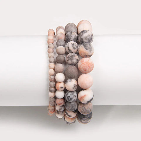 Experience Zen with Our Handmade Pink Zebra Mineral Stone Bracelet - Perfect for Yoga and Meditation - Limited Stock!