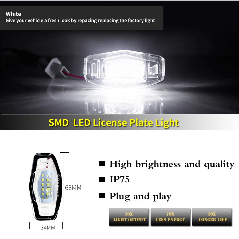 Upgrade Your Vehicle with Super Bright LED License Plate Lights - Fits Honda/Acura Models - Easy Installation!