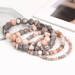 Experience Zen with Our Handmade Pink Zebra Mineral Stone Bracelet - Perfect for Yoga and Meditation - Limited Stock!