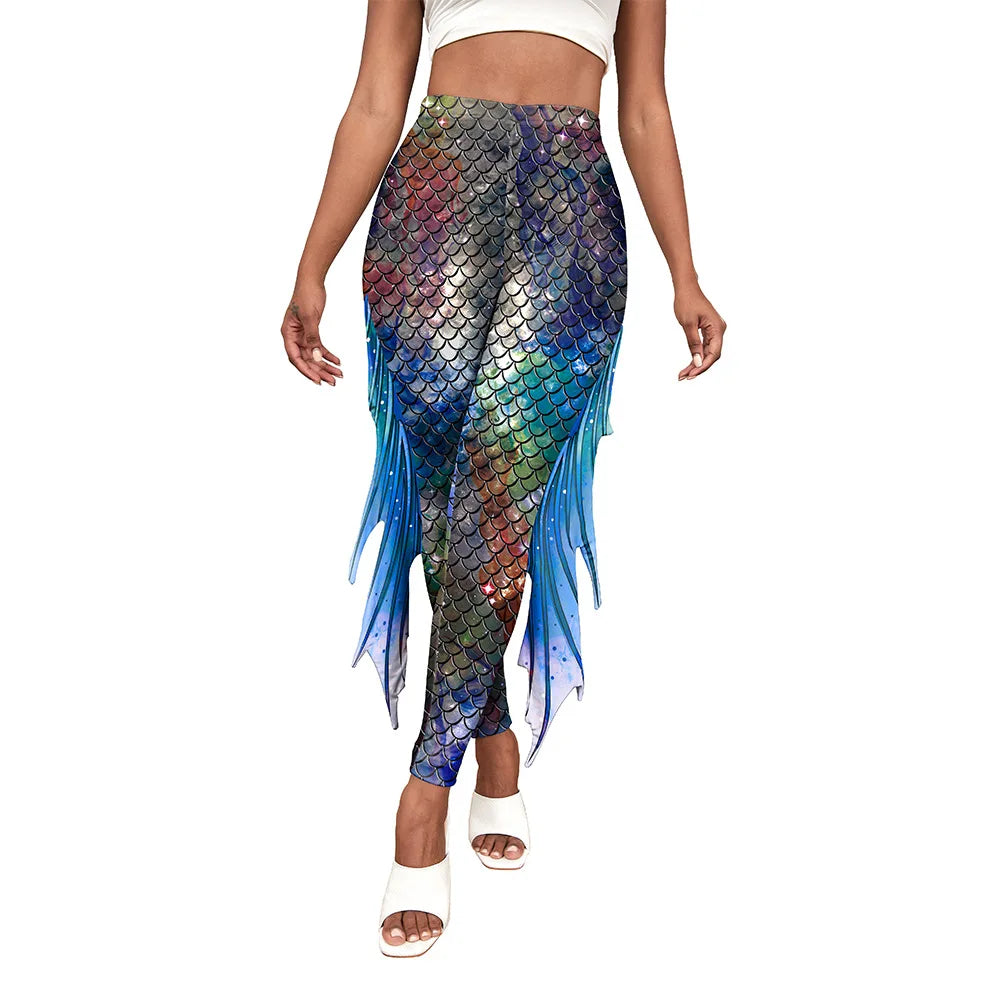 Make a Splash with NADANBAO Mermaid Printed Pants - Free Shipping!