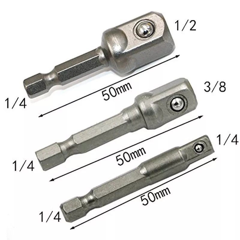 Upgrade Your Power Tools with Chrome Vanadium Steel Socket Adapter Set TF003 - 3 Sizes in 1!