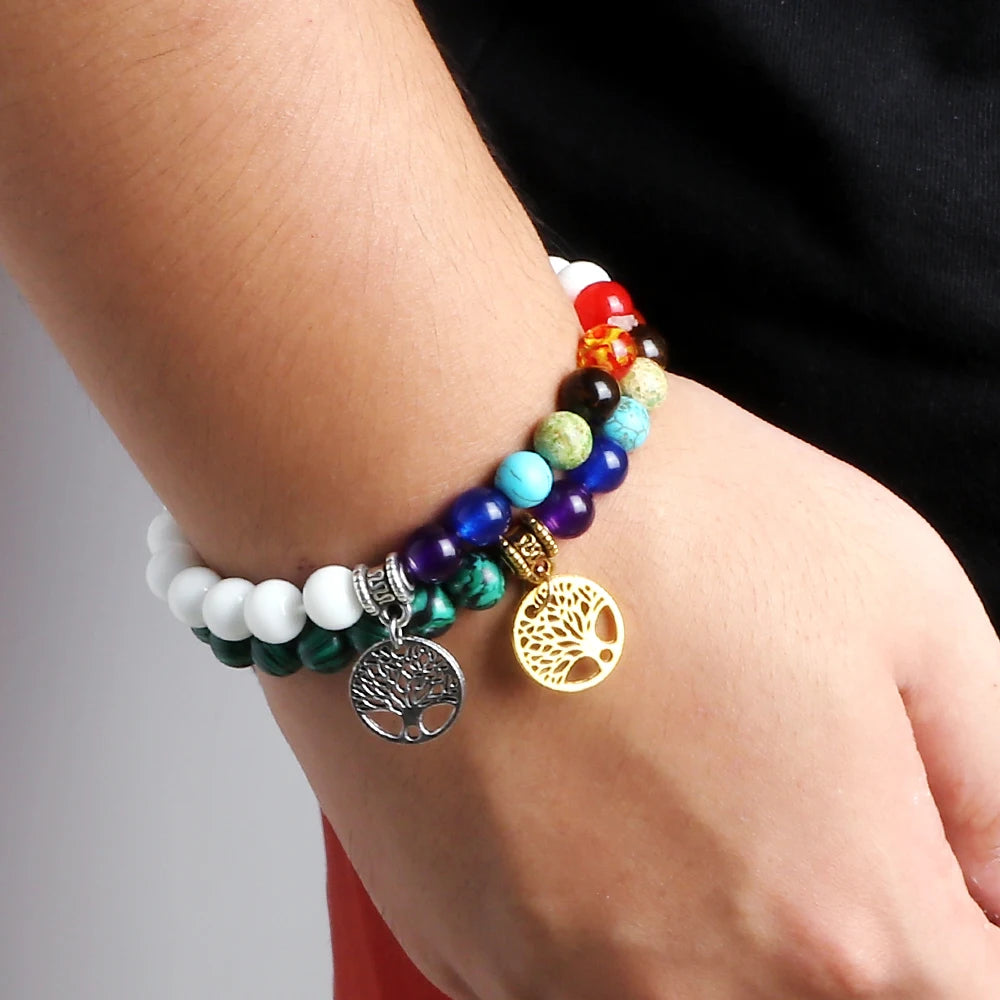 Experience the Power of 7 Chakra Life Tree Bracelets - Natural Stone Reiki Healing Energy Beads for Yoga, Meditation, and Style - Perfect Gift!