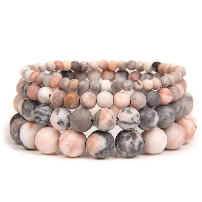 Experience Zen with Our Handmade Pink Zebra Mineral Stone Bracelet - Perfect for Yoga and Meditation - Limited Stock!