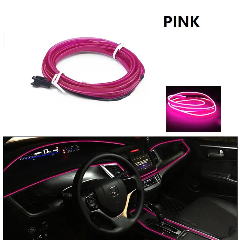 Upgrade Your Car's Ambiance with Vibrant EL Wire Interior Lights - Multiple Colors Available!