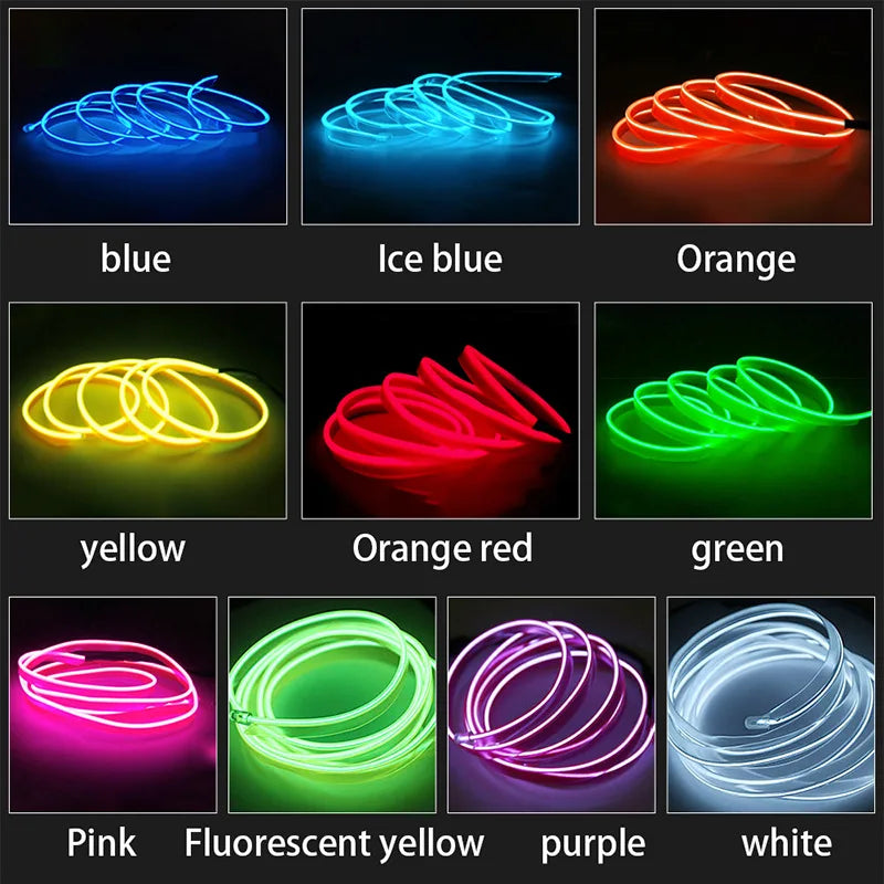 Upgrade Your Car's Ambiance with Vibrant EL Wire Interior Lights - Multiple Colors Available!