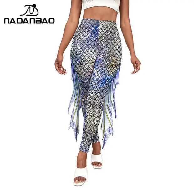 Make a Splash with NADANBAO Mermaid Printed Pants - Free Shipping!