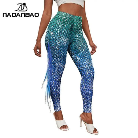 Make a Splash with NADANBAO Mermaid Printed Pants - Free Shipping!