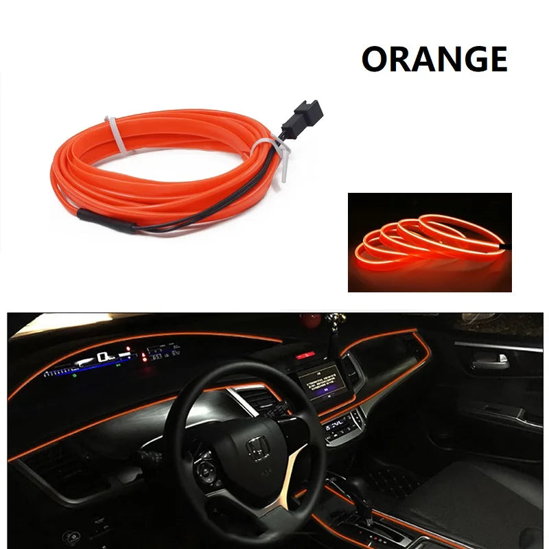 Upgrade Your Car's Ambiance with Vibrant EL Wire Interior Lights - Multiple Colors Available!