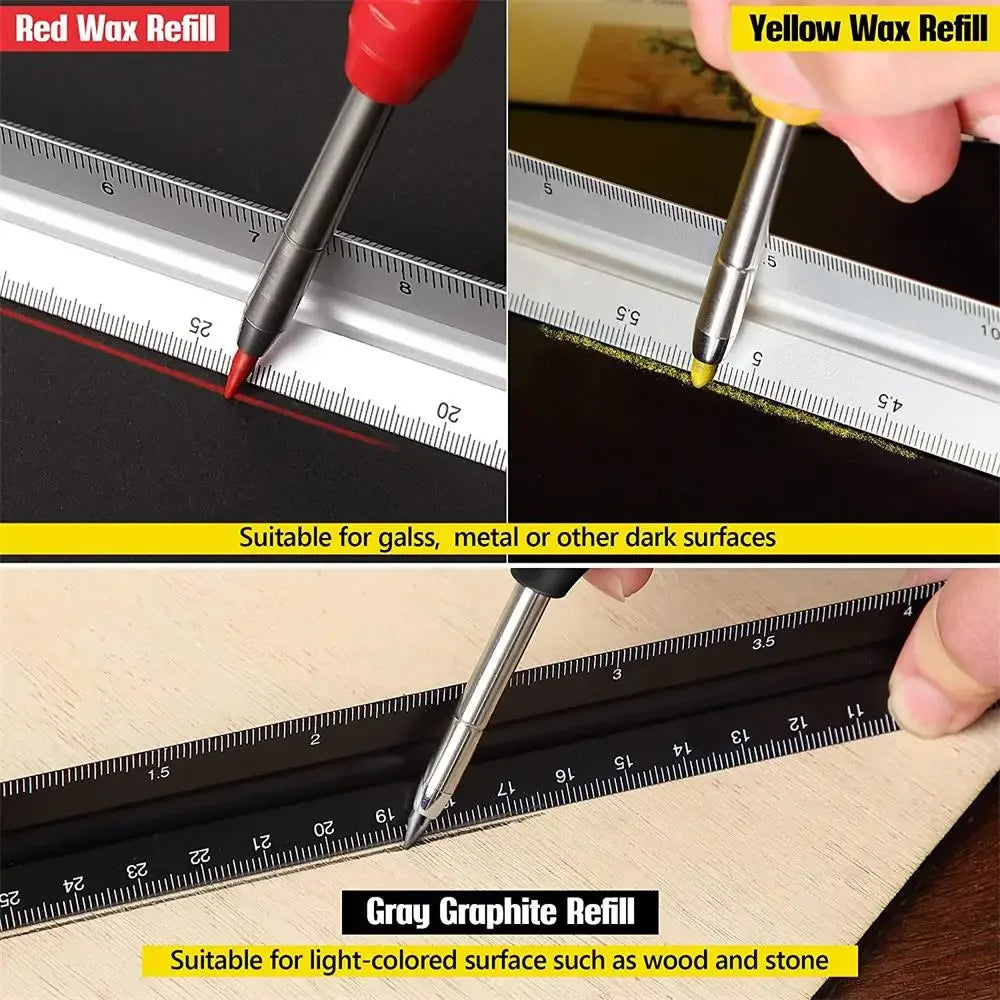 Upgrade Your Woodworking with Our Solid Carpenter Pencil - Built-in Sharpener & Refill Lead Included!