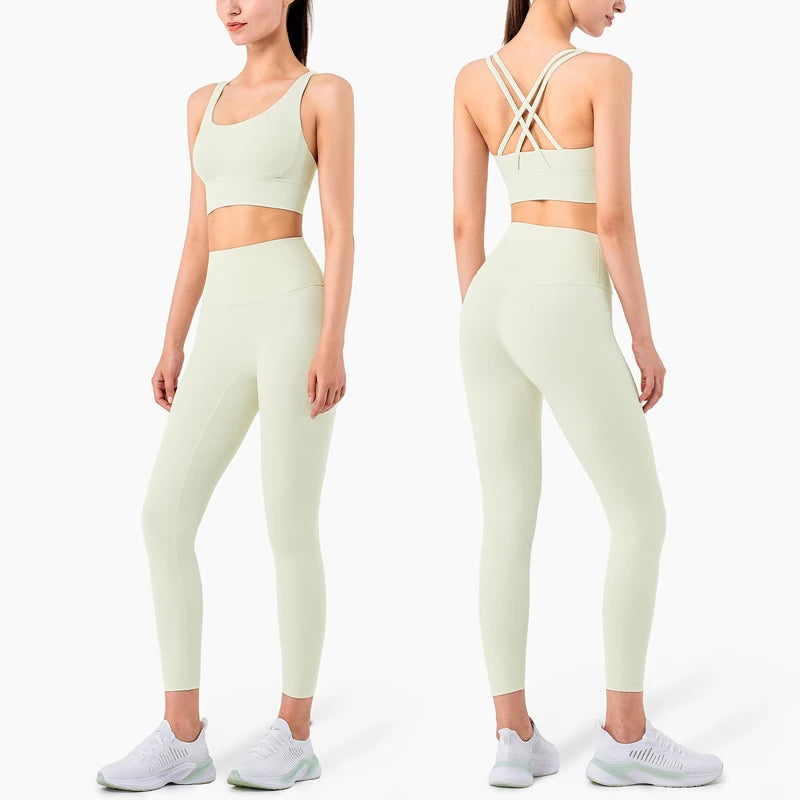 Vnazvnasi 2023 Yoga Set Leggings And Tops Fitness Sports Suits Gym Clothing Yoga Bra Seamless Leggings Running Women Tops Pant