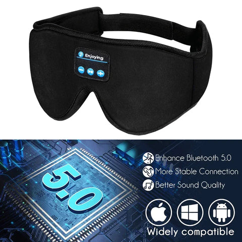 Ultimate Wireless Music Headphone Sleep Mask - Bluetooth, Mic, Sleep Aid, iOS/Android/Mac