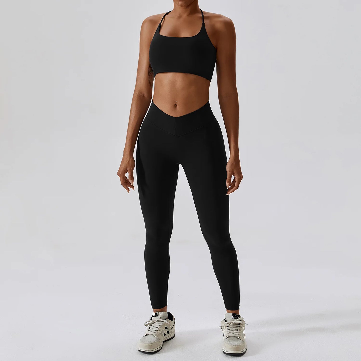 Upgrade Your Workout with Our Sexy Seamless Yoga Set - High Waist Leggings & Sports Bra Combo for Women