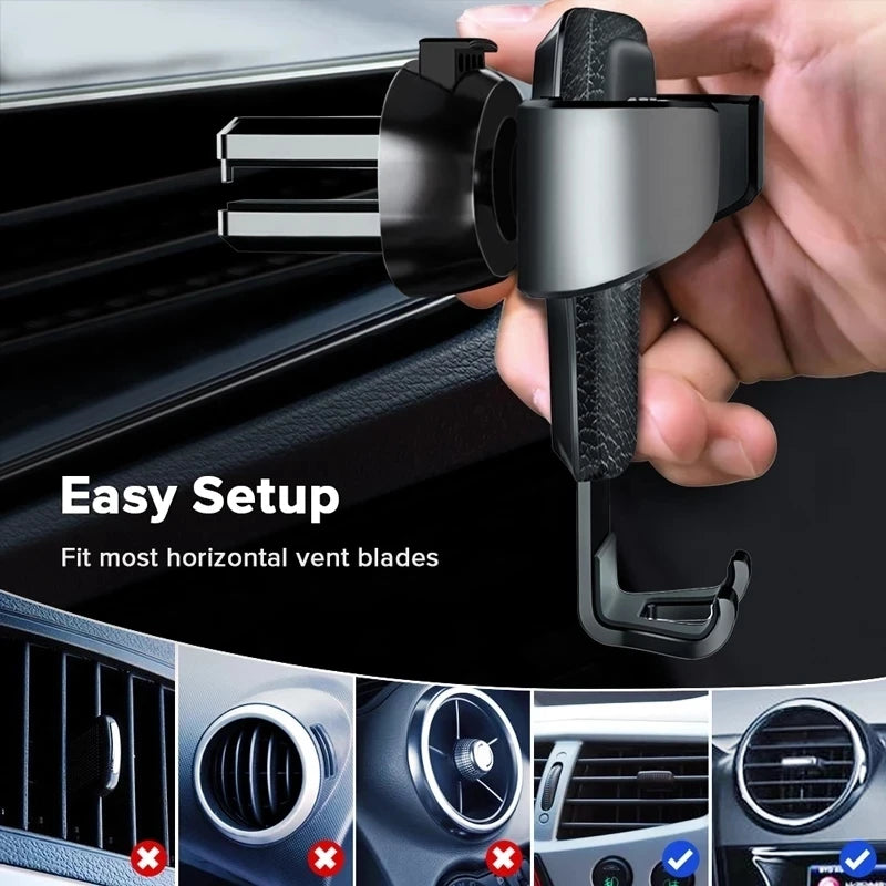 Upgrade Your Drive: Gravity Car Holder for iPhone 13/12, Samsung, Xiaomi - Air Vent Clip Mount for Safe Smartphone and GPS Support