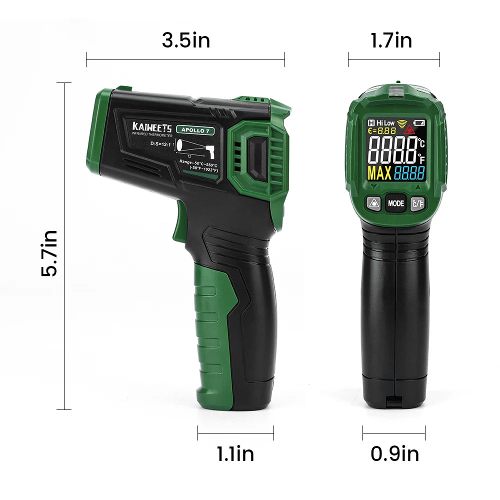 KAIWEETS Apollo 7 Infrared Thermometer - Non-Contact Temperature Gun for Precision Measurements - Wide Applications - Battery Included