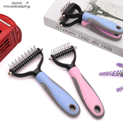 Say Goodbye to Pet Fur Knots with Our Double-Sided Grooming Comb - Fast Shipping Worldwide!