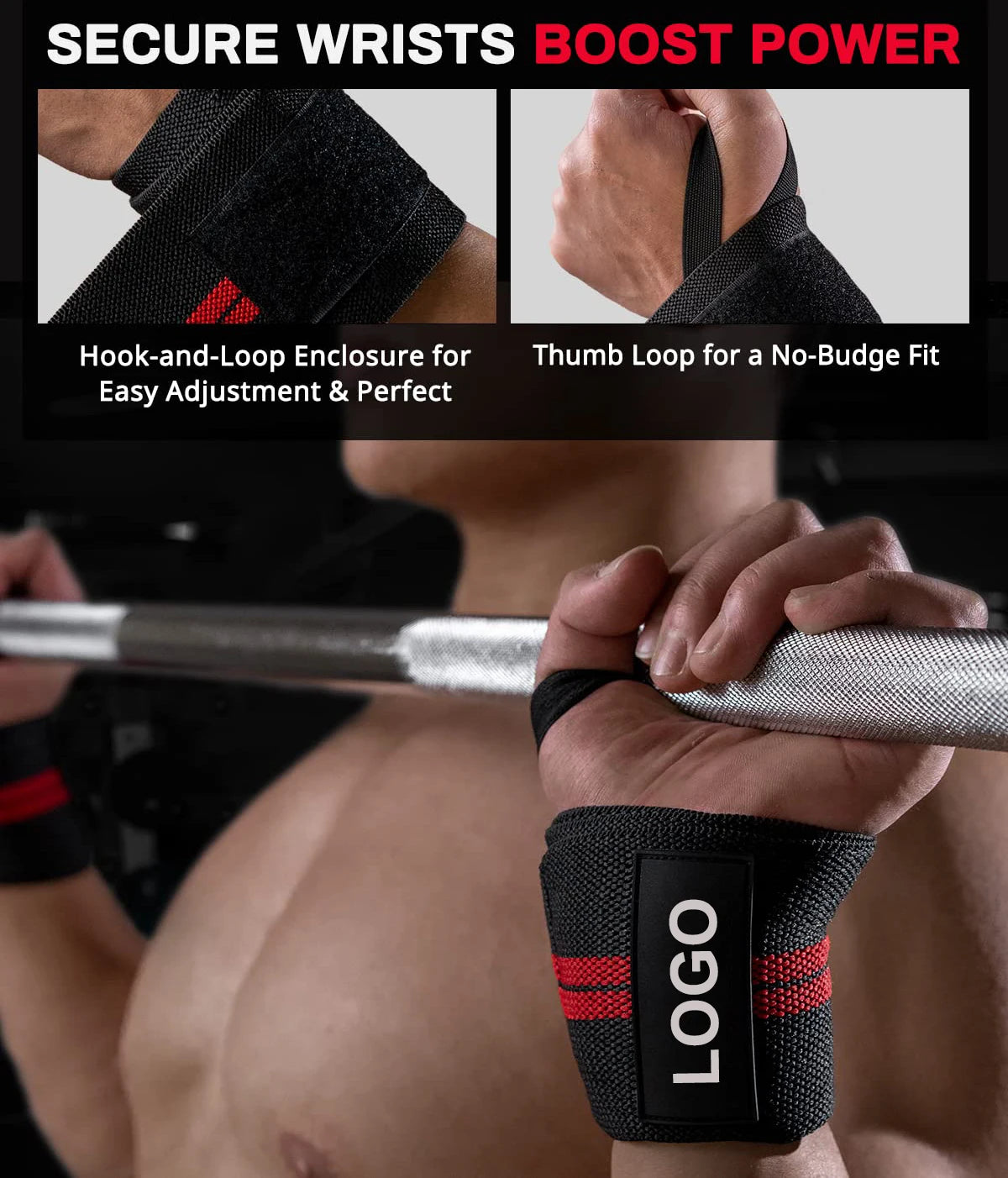 Unleash Your Workout Potential: Custom Logo Wrist Wraps for Weightlifting and Gym Training
