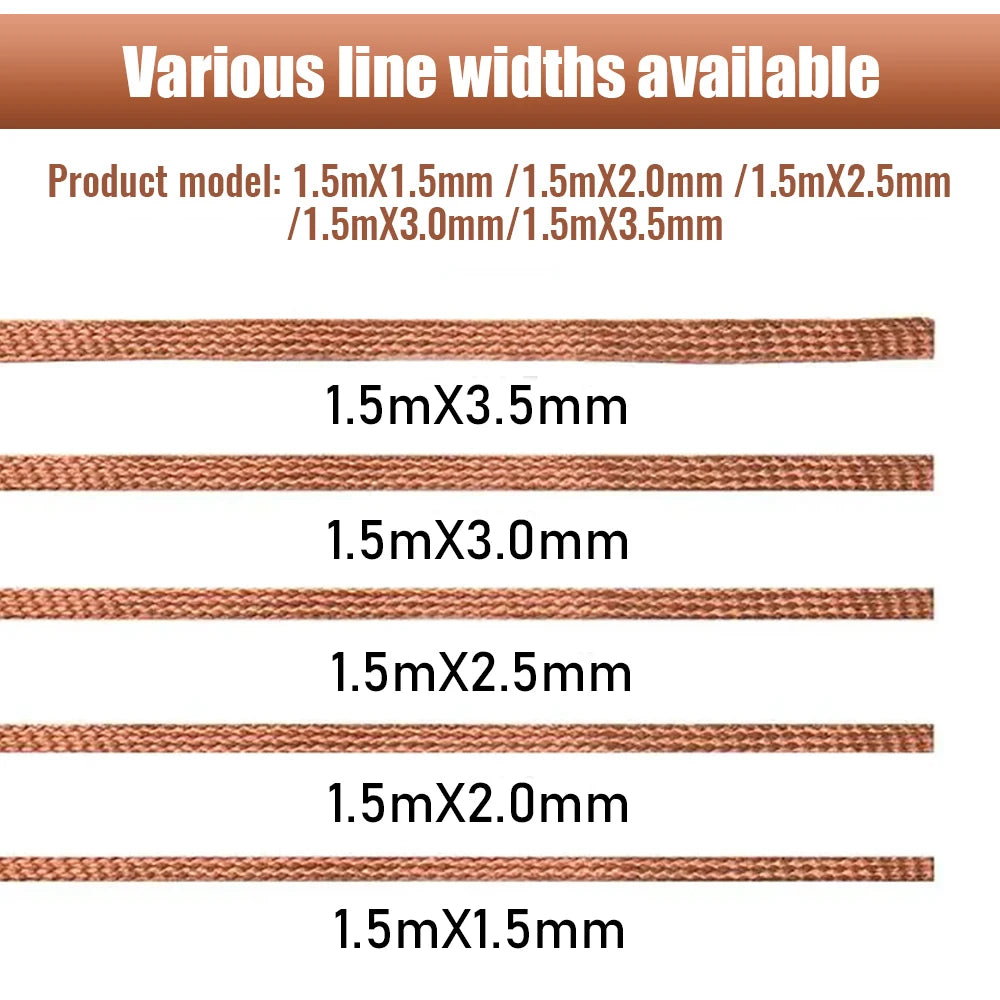 Effortlessly Remove Solder with Copper Desoldering Wick - 1.5-3.5mm Width