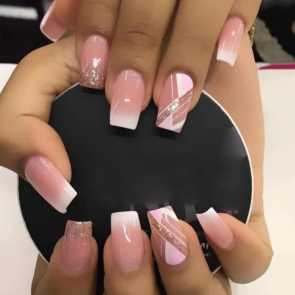 Get Elegant Pink Gradient False Nails - 24pcs' "Upgrade Your Look with 24pcs Elegant Pink False Nails