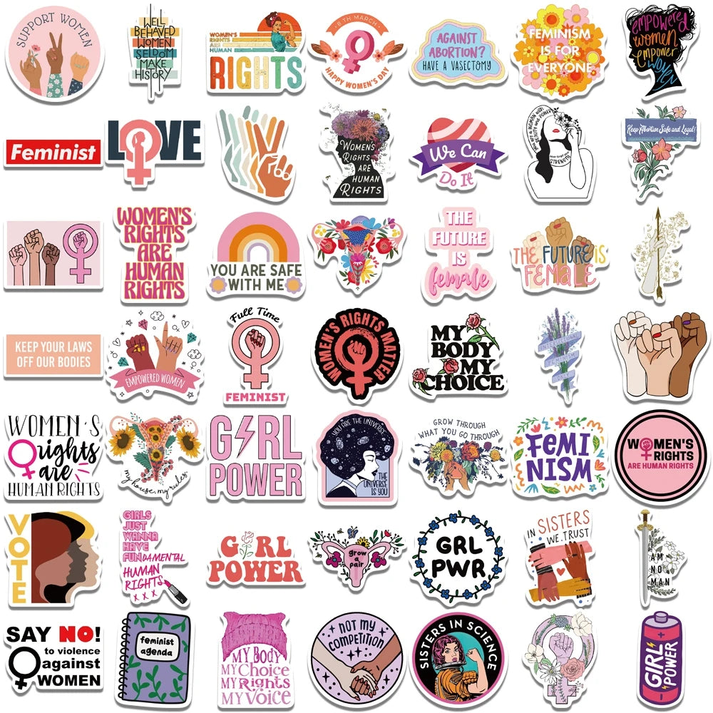 Empowerment Stickers: Feminist Girl Power for Laptop, Skateboard, Luggage - 100pcs