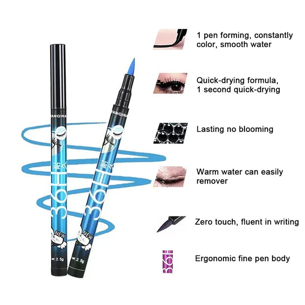 Long-Lasting Black Liquid Eyeliner - Waterproof, Quick-Dry, No Blooming - Professional Cosmetics Tool