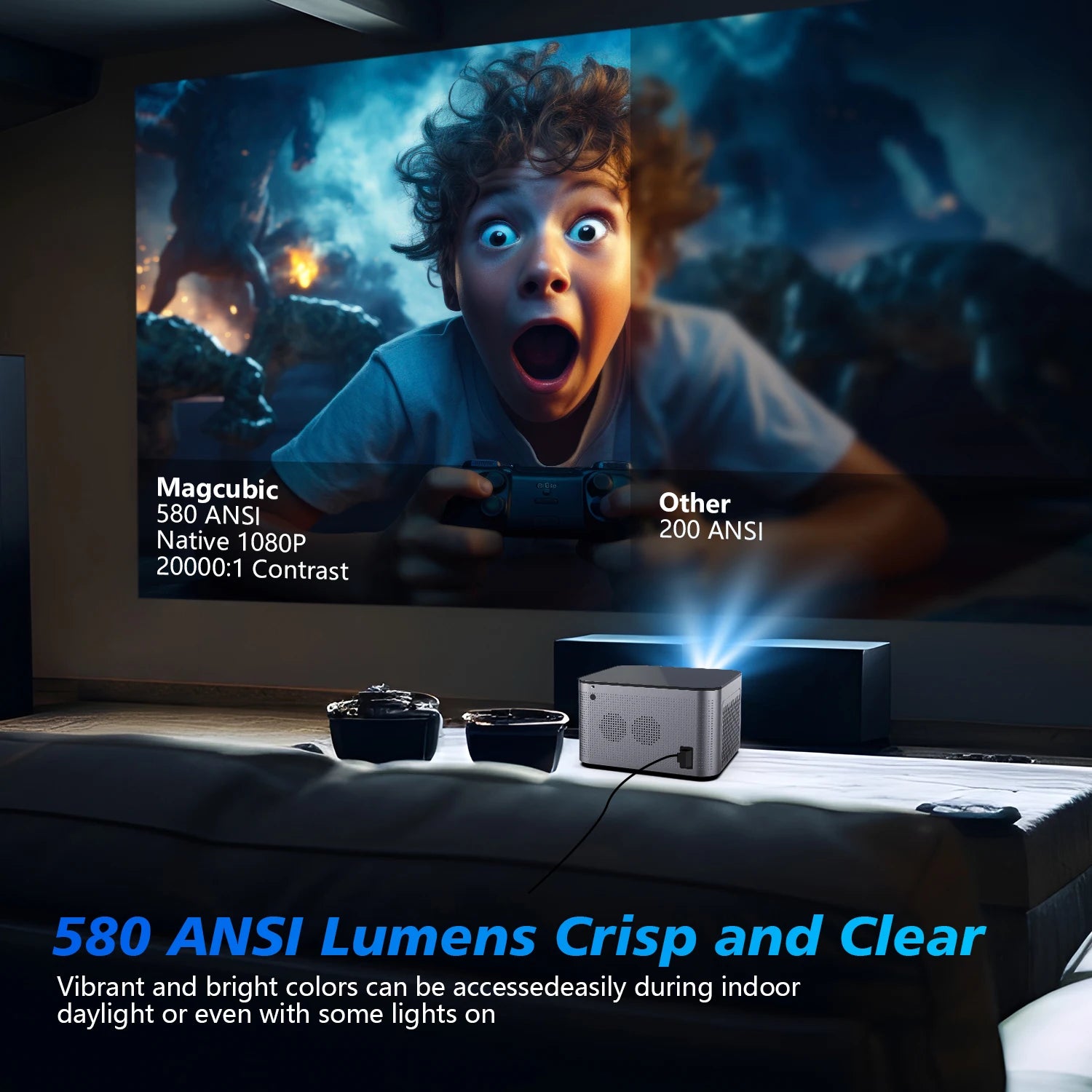 Upgrade Your Home Cinema with Magcubic 4K Wifi6 Projector - Voice Control, Android 11, BT5.0