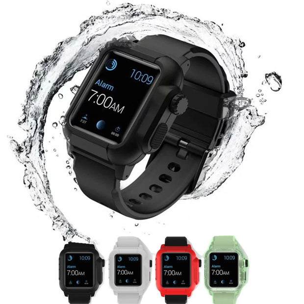 Upgrade Your Apple Watch with our Waterproof Silicone Band Case - Shockproof and Transparent!