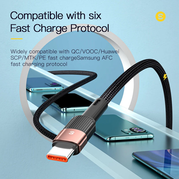 Charge Your Devices at Lightning Speed with Essager 7A USB-C Cable - 100W Fast Charging for Huawei, Samsung, OnePlus, and More!