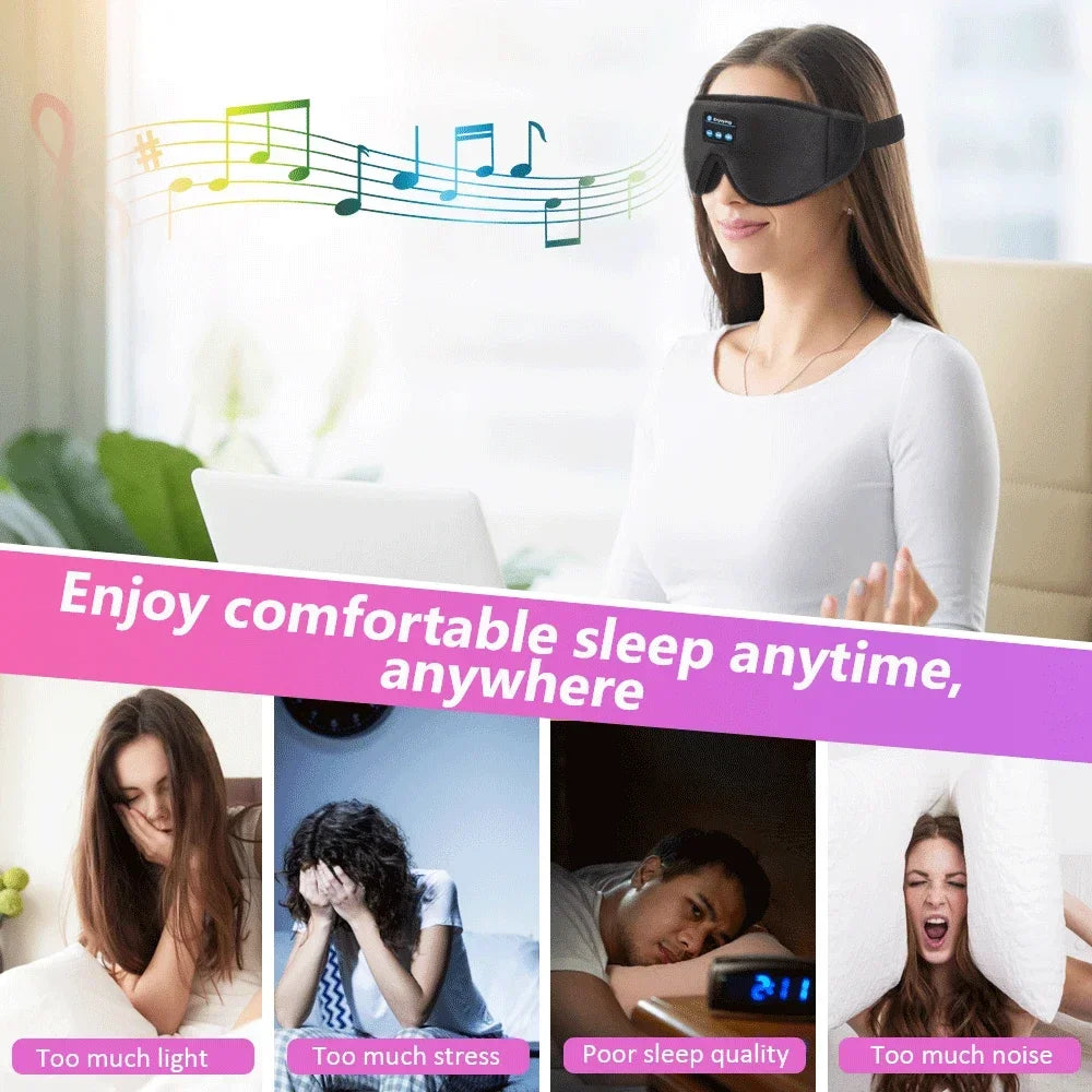 Ultimate Wireless Music Headphone Sleep Mask - Bluetooth, Mic, Sleep Aid, iOS/Android/Mac