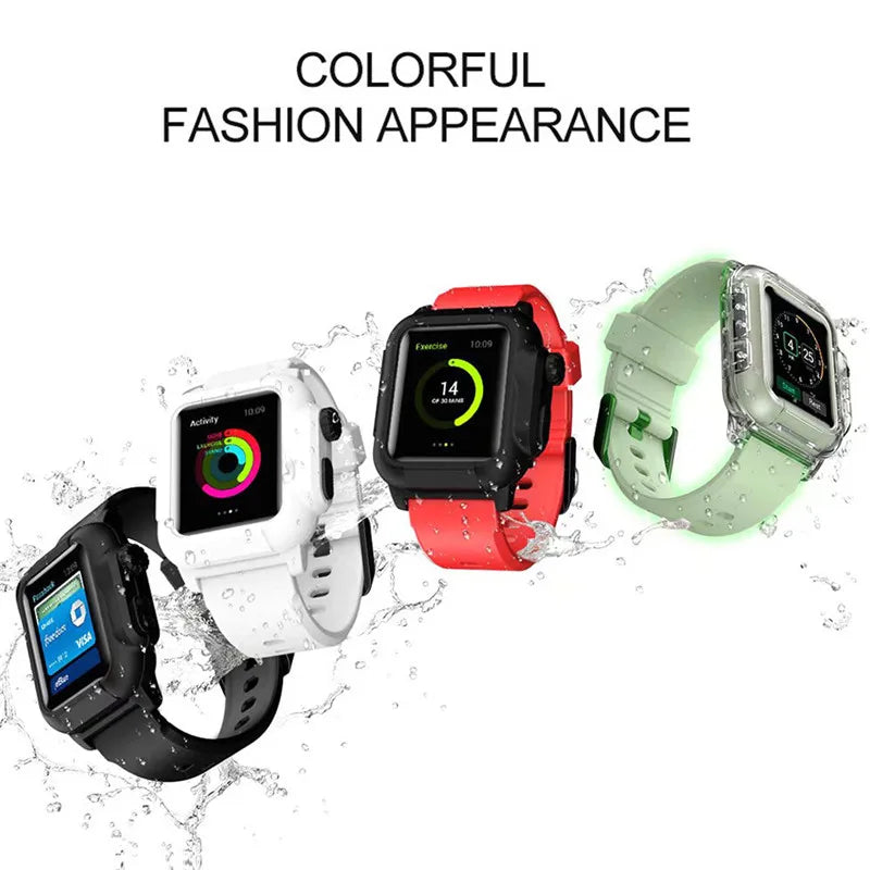 Upgrade Your Apple Watch with our Waterproof Silicone Band Case - Shockproof and Transparent!