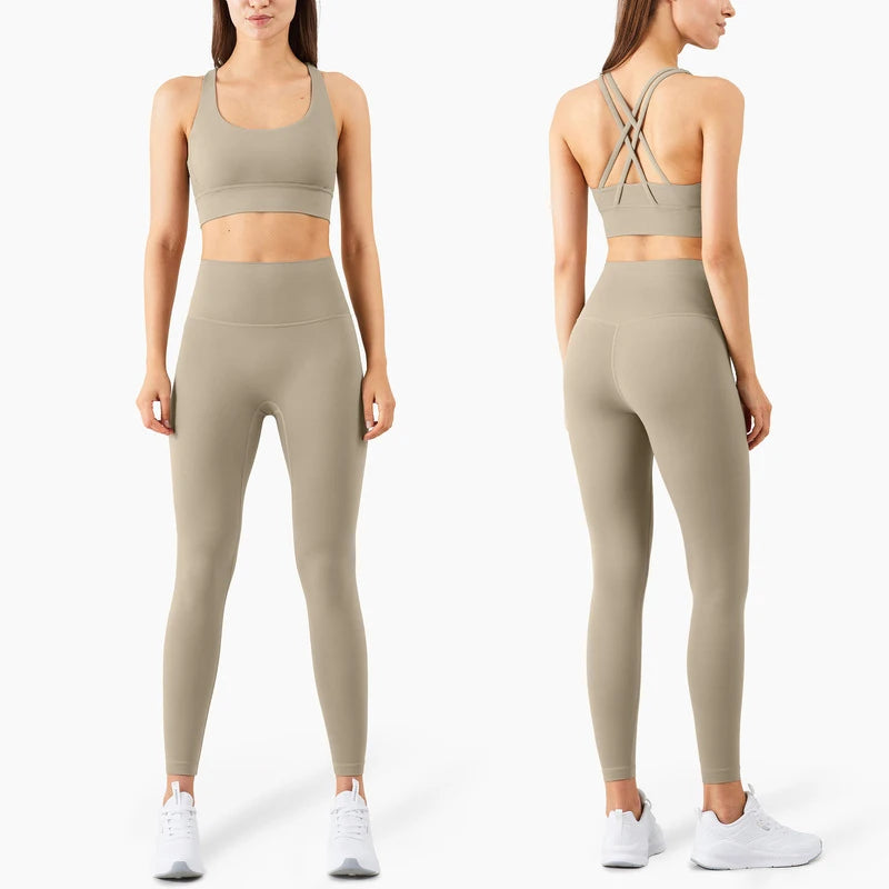 Vnazvnasi 2023 Yoga Set Leggings And Tops Fitness Sports Suits Gym Clothing Yoga Bra Seamless Leggings Running Women Tops Pant