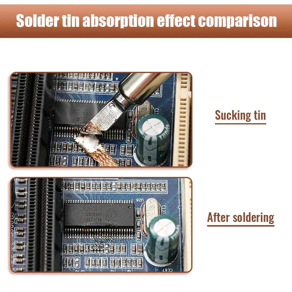 Effortlessly Remove Solder with Copper Desoldering Wick - 1.5-3.5mm Width