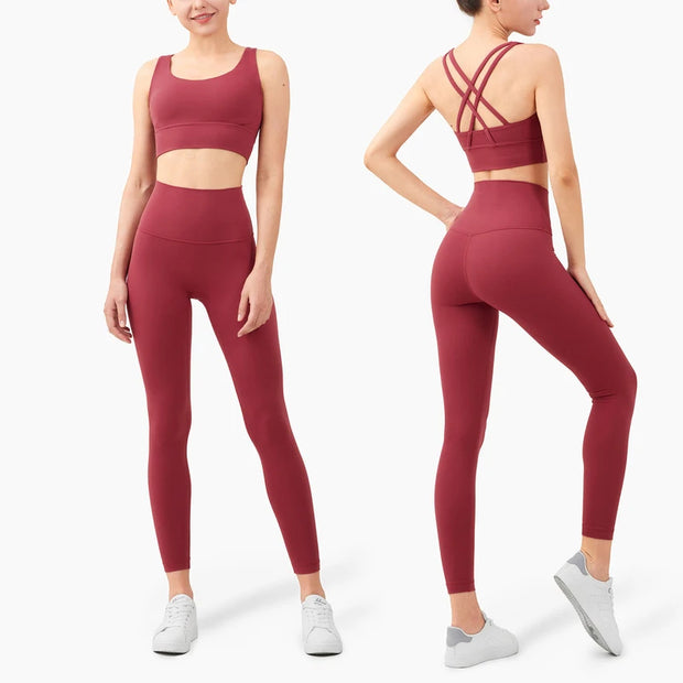 Vnazvnasi 2023 Yoga Set Leggings And Tops Fitness Sports Suits Gym Clothing Yoga Bra Seamless Leggings Running Women Tops Pant