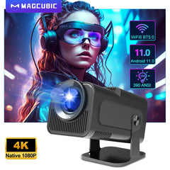 Upgrade Your Home Theater with the Ultimate 4K Android Projector - 390ANSI, Dual Wifi6, BT5.0, Native 1080P