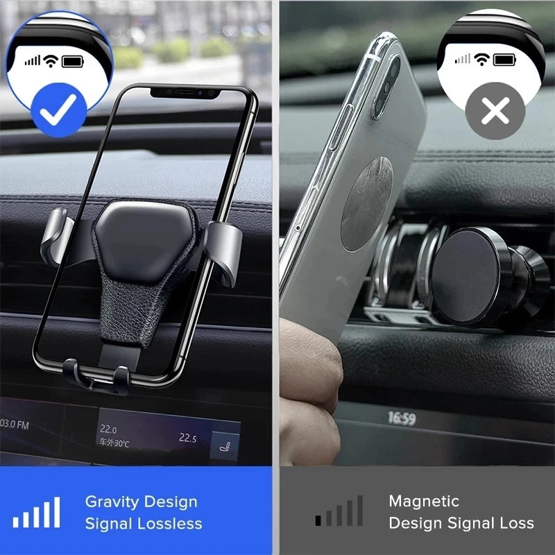 Upgrade Your Drive: Gravity Car Holder for iPhone 13/12, Samsung, Xiaomi - Air Vent Clip Mount for Safe Smartphone and GPS Support