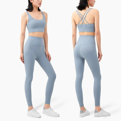 Vnazvnasi 2023 Yoga Set Leggings And Tops Fitness Sports Suits Gym Clothing Yoga Bra Seamless Leggings Running Women Tops Pant