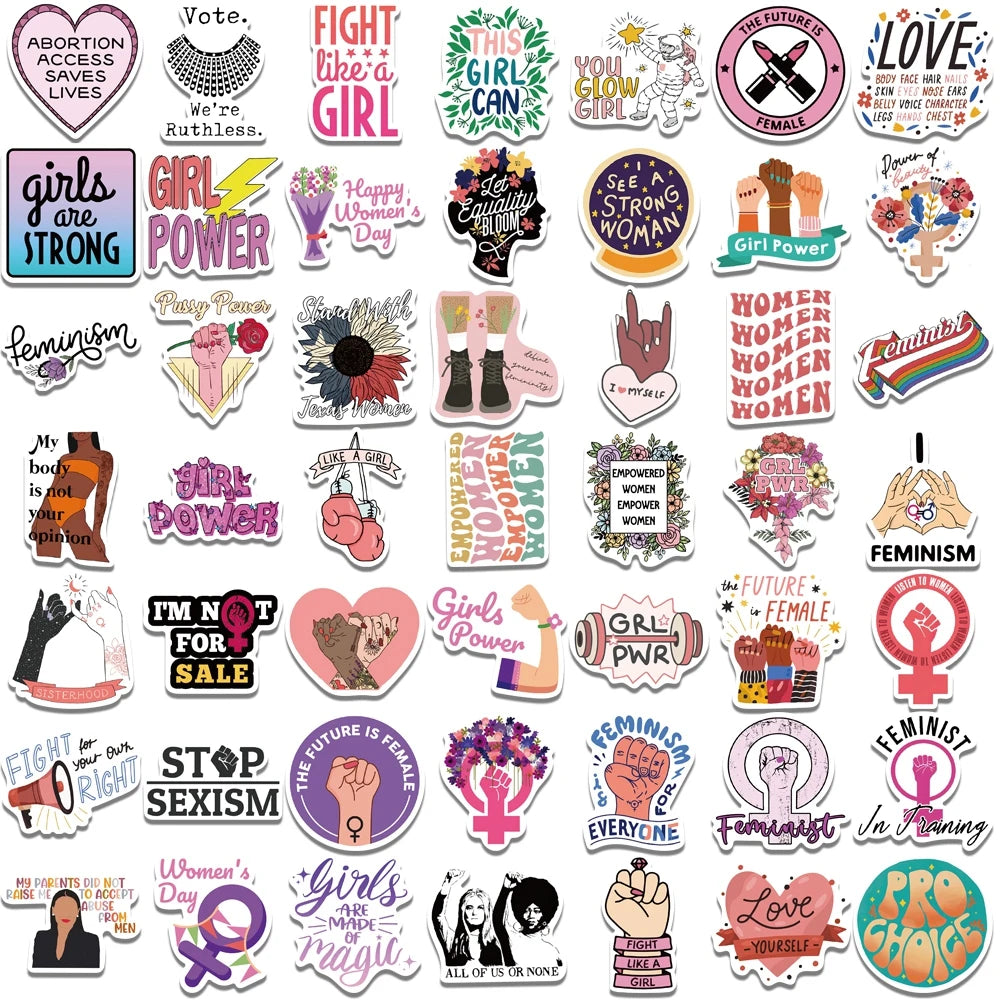 Empowerment Stickers: Feminist Girl Power for Laptop, Skateboard, Luggage - 100pcs