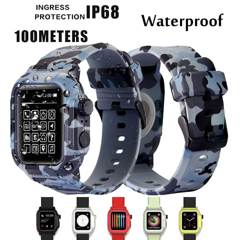 Upgrade Your Apple Watch with our Waterproof Silicone Band Case - Shockproof and Transparent!