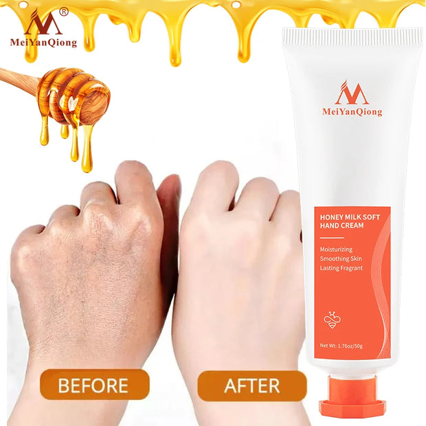 Get Youthful Hands with Honey Milk Soft Hand Cream - 50g: Moisturizing, Anti-Aging, All Skin Types