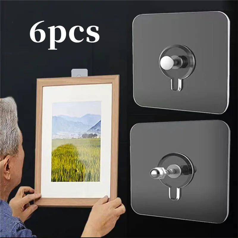 Effortlessly Organize with 6PCS Self-Adhesive Hooks - Waterproof, Durable, and Multi-Functional!