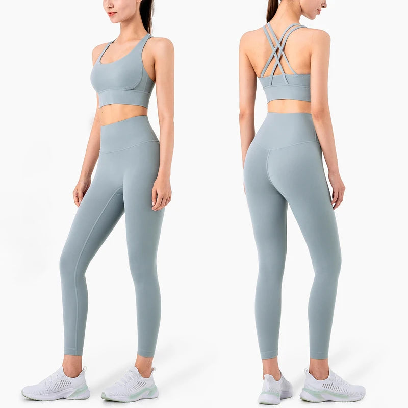 Vnazvnasi 2023 Yoga Set Leggings And Tops Fitness Sports Suits Gym Clothing Yoga Bra Seamless Leggings Running Women Tops Pant