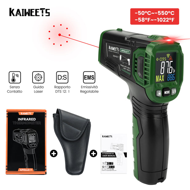 KAIWEETS Apollo 7 Infrared Thermometer - Non-Contact Temperature Gun for Precision Measurements - Wide Applications - Battery Included