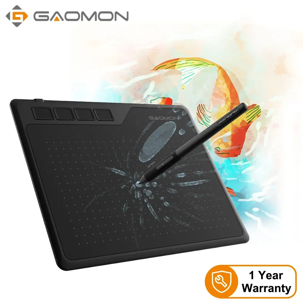 Upgrade Your Drawing Game with GAOMON's S620 Digital Tablet - 8192 Levels Pen Pressure, 4 Express Keys