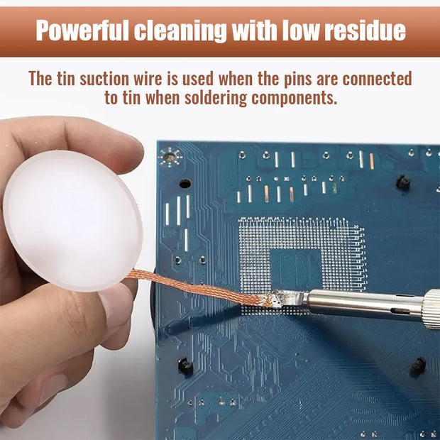 Effortlessly Remove Solder with Copper Desoldering Wick - 1.5-3.5mm Width