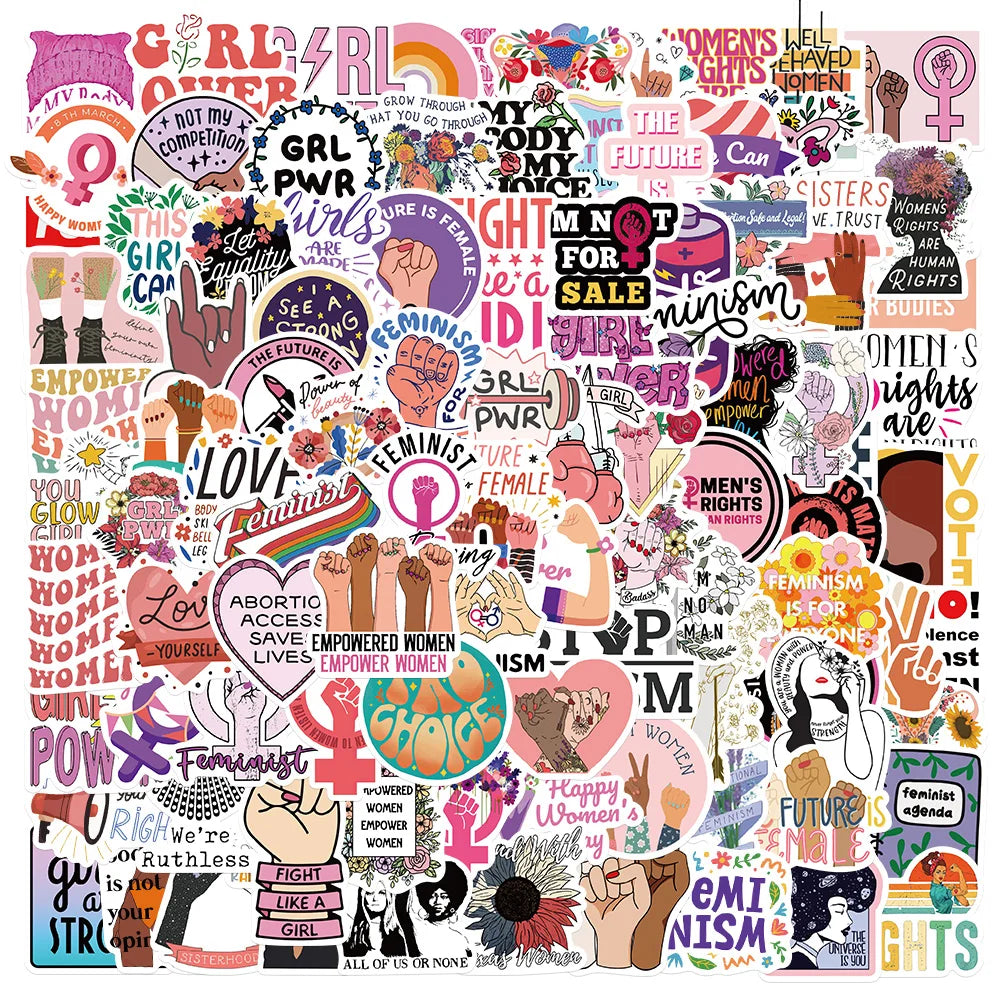 Empowerment Stickers: Feminist Girl Power for Laptop, Skateboard, Luggage - 100pcs